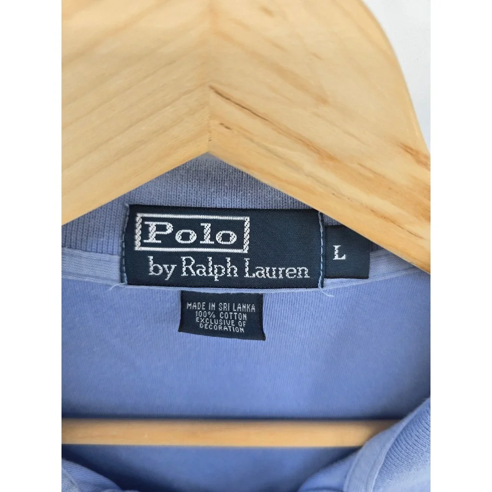 Polo Ralph Lauren Polo Shirt Men L Blue Solid Short Sleeve Embroidered Pony Pima